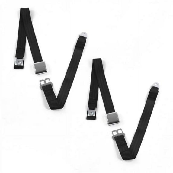 Airplane 2 Point Black Lap Bucket Seat Belt Kit for Ford Anglia 1946-1968 - 2 Belts
