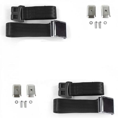 Airplane 2 Point Black Lap Bucket Seat Belt Kit for VW Type 1 1958-1967 - 2 Belts