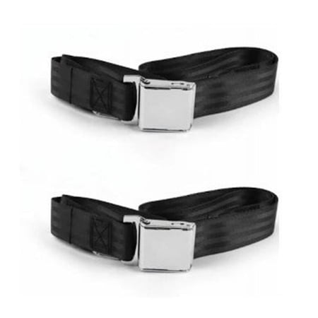 Airplane 2 Point Black Lap Bucket Seat Belt Kit with Bracketry & 2 Belts for 1961-1967 Ford Van