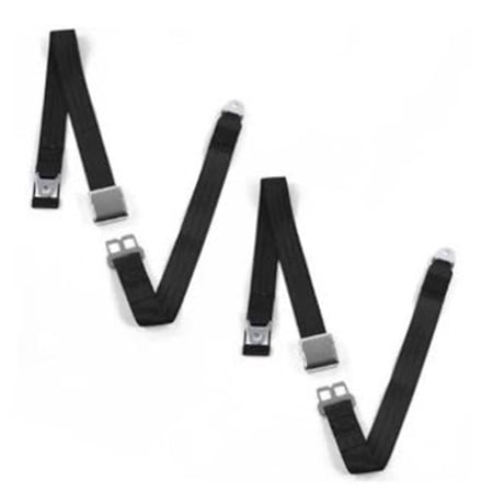 Airplane 2 Point Black Lap Bucket Seat Belt Kit with Bracketry & 2 Belts for 1967-1974 AMC AMX