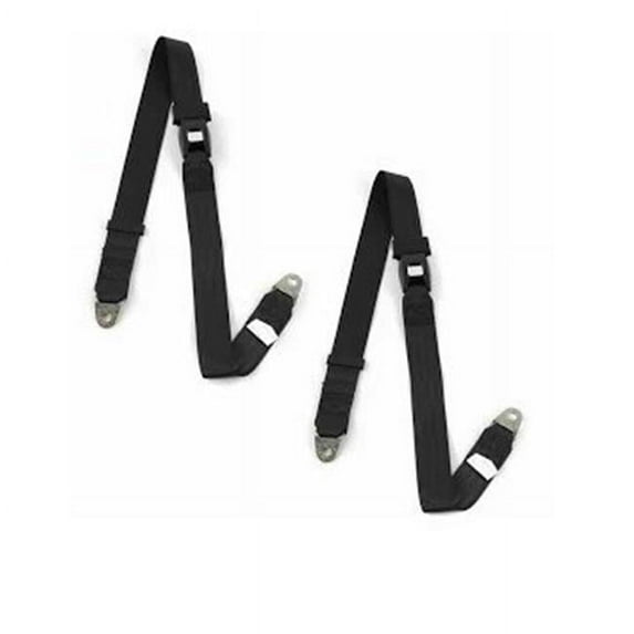 Airplane 2 Point Black Lap Bucket Seat Belt Kit with Bracketry for 1954-1956 Buick Roadmaster - 2 Belts