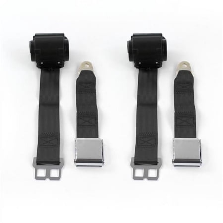 Airplane 2 Point Black Retractable Bucket Seat Belt Kit for Chevy Cavalier 1982-1994 - 2 Belts