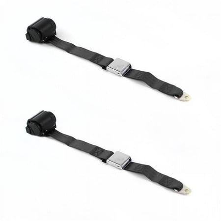 Airplane 2 Point Black Retractable Bucket Seat Belt Kit for Chevy Chevelle 1968-1972 - 2 Belts
