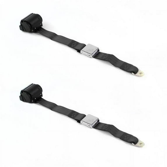 Airplane 2 Point Black Retractable Bucket Seat Belt Kit for Chevy Chevelle 1968-1972 - 2 Belts