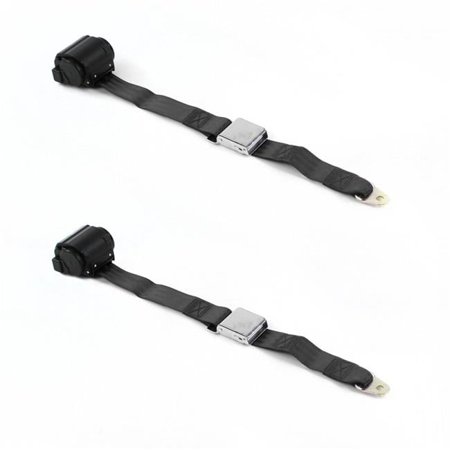 Airplane 2 Point Black Retractable Bucket Seat Belt Kit for Ford Fairlane 1962-1965 - 2 Belts