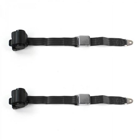 Airplane 2 Point Black Retractable Bucket Seat Belt Kit for Ford Van 1968-1974 - 2 Belts