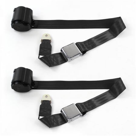 Airplane 2 Point Black Retractable Bucket Seat Belt Kit for VW Type 2 Split 1949-1967 - 2 Belts