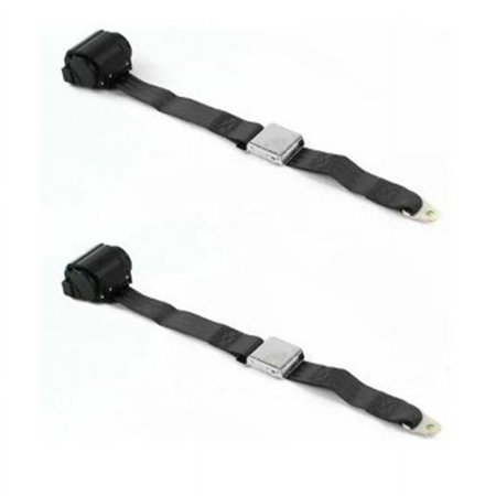 Airplane 2 Point Black Retractable Bucket Seat Belt Kit with Bracketry & 2 Belts for 1967-1972 Chevy Truck