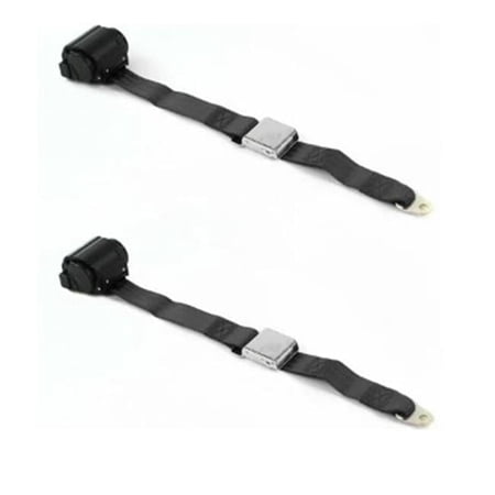 Airplane 2 Point Black Retractable Bucket Seat Belt Kit with Bracketry & 2 Belts for 1968-1972 Chevy Chevelle