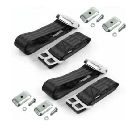 Airplane 2 Point Black Retractable Bucket Seat Belt Kit with Bracketry for 1961-1980 IH Scout - 2 Belts