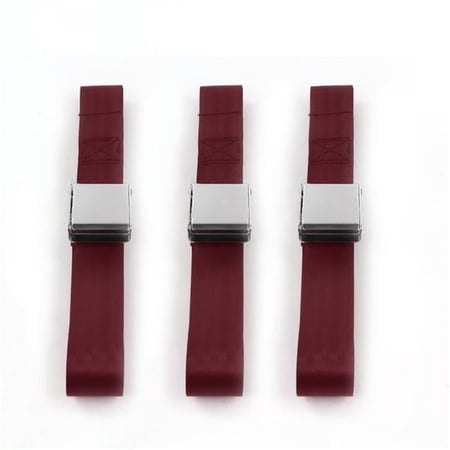 Airplane 2 Point Burgundy Lap Bench Seat Belt Kit for Ford Maverick 1971-1977 - 3 Belts