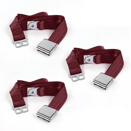 Airplane 2 Point Burgundy Lap Bench Seat Belt Kit with 3 Belts for 1954-1956 Buick Roadmaster