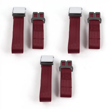 Airplane 2 Point Burgundy Lap Bench Seat Belt Kit with 3 Belts for 1957-1959 Ford