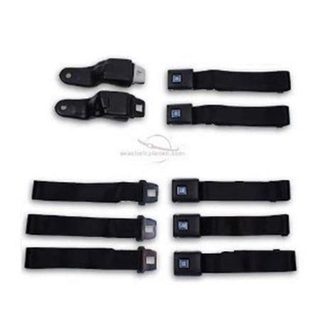 Airplane 2 Point Burgundy Lap Bucket Seat Belt Kit with Bracketry & 2 Belts for 1967-1969 Camaro