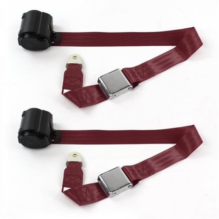 Airplane 2 Point Burgundy Retractable Bucket Seat Belt Kit for Chevy Chevelle 1964-1967 - 2 Belts