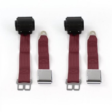 Airplane 2 Point Burgundy Retractable Bucket Seat Belt Kit for Ford 1932 Model B - 2 Belts