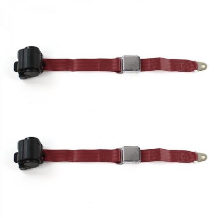 Airplane 2 Point Burgundy Retractable Bucket Seat Belt Kit for Ford GT40 1964-1969 - 2 Belts