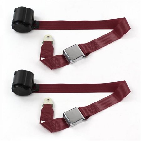 Airplane 2 Point Burgundy Retractable Bucket Seat Belt Kit with 2 Belts for 1933-1957 Nash Ambassador