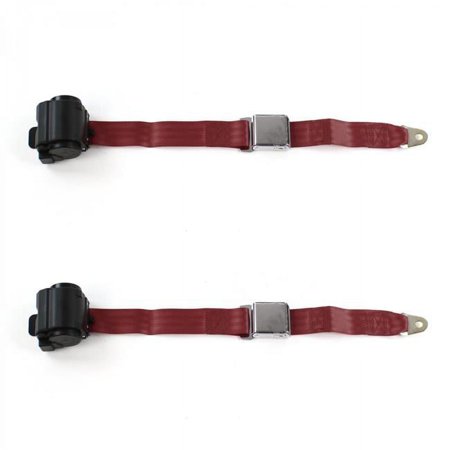 Airplane 2 Point Burgundy Retractable Bucket Seat Belt Kit with 2 Belts for 1949-1958 Buick Special