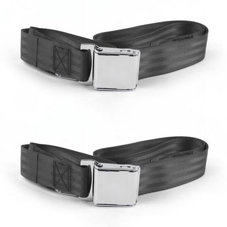 Airplane 2 Point Charcoal Lap Bench Seat Belt Kit for 1959-1960 Chevy Impala - 3 Belts