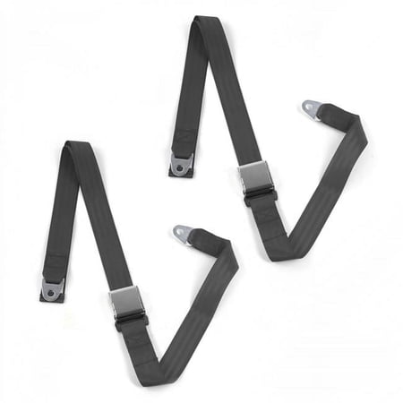 Airplane 2 Point Charcoal Lap Bench Seat Belt Kit with 3 Belts for 1966-1973 Jeep Commando
