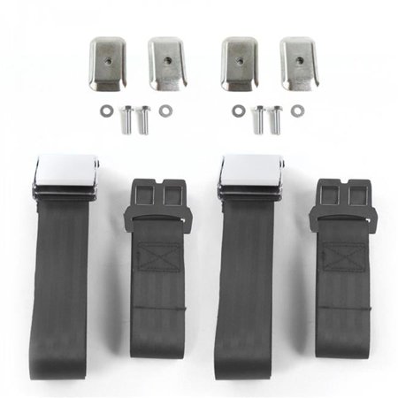 Airplane 2 Point Charcoal Lap Bench Seat Belt Kit with Bracketry for 1932 Ford Model B - 3 Belts