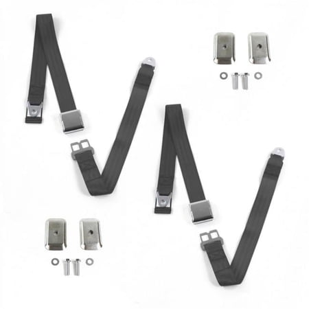Airplane 2 Point Charcoal Lap Bench Seat Belt Kit with Bracketry for 1962-1965 Chevy II - 3 Belts