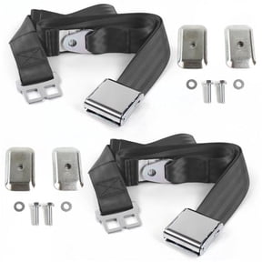 Airplane 2 Point Charcoal Lap Bench Seat Belt Kit with Bracketry for 1979-1987 AMC Eagle - 3 Belts