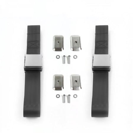 Airplane 2 Point Charcoal Lap Bench Seat Belt Kit with Bracketry for 1981-1993 Chevy Truck S10 - 3 Belts