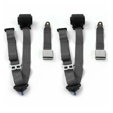 Airplane 2 Point Charcoal Lap Bucket Seat Belt Kit with Bracketry & 2 Belts for 1972-1980 Chevy LUV Truck