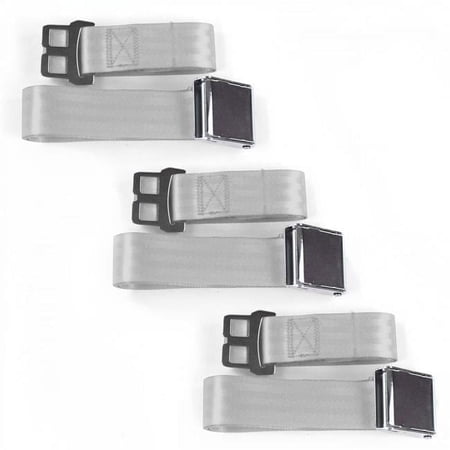 Airplane 2 Point Gray & Grey Lap Bench Seat Belt Kit for Ford 1933-1934 Model C - 3 Belts