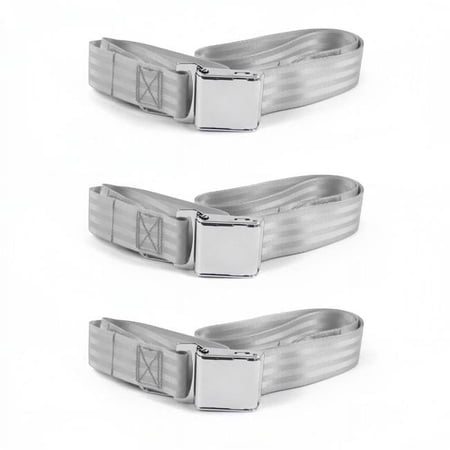 Airplane 2 Point Gray & Grey Lap Bench Seat Belt Kit for Triumph TR2, 3 1953-1961 - 3 Belts