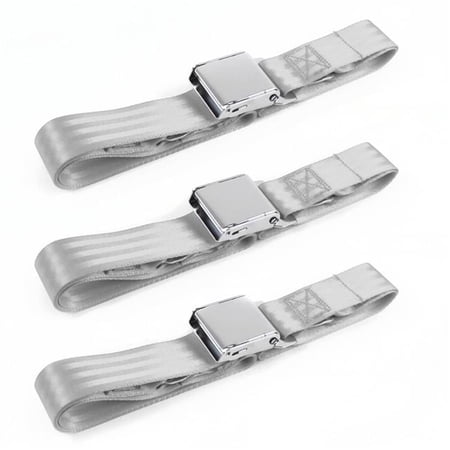 Airplane 2 Point Gray Lap Bench Seat Belt Kit for 1962-1965 Ford Fairlane - 3 Belts