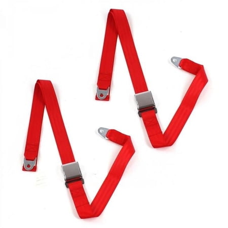 Airplane 2 Point Red Lap Bucket Seat Belt Kit for Early Triumph 1946-1954 - 2 Belts