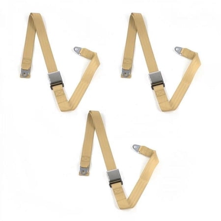 Airplane 2 Point Tan Lap Bench Seat Belt Kit for 1941-1946 Chevy Truck - 3 Belts