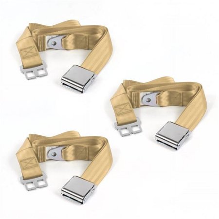 Airplane 2 Point Tan Lap Bench Seat Belt Kit for VW Type 1 1958-1967 - 3 Belts