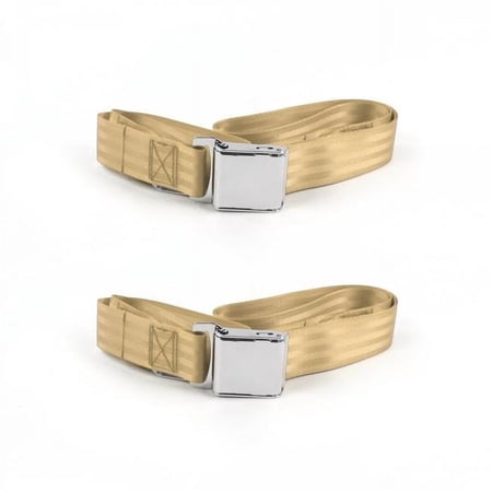 Airplane 2 Point Tan Lap Bucket Seat Belt Kit for Ford Bronco 1966-1977 - 2 Belts