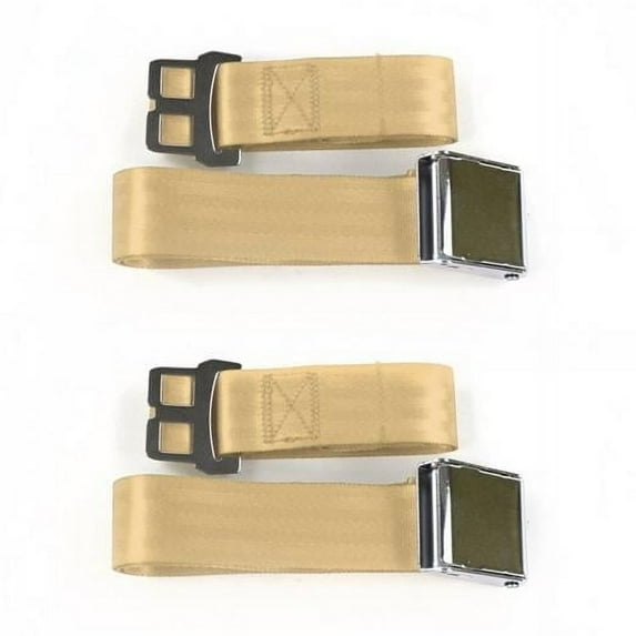 Airplane 2 Point Tan Lap Bucket Seat Belt Kit for Ford Mustang 1964-1966 - 2 Belts