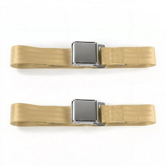 Airplane 2 Point Tan Lap Bucket Seat Belt Kit for Jeep Wagoneer 1963-1991 - 2 Belts