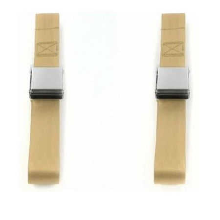 Airplane 2 Point Tan Lap Bucket Seat Belt Kit with Bracketry & 2 Belts for 1971-1977 Ford Maverick