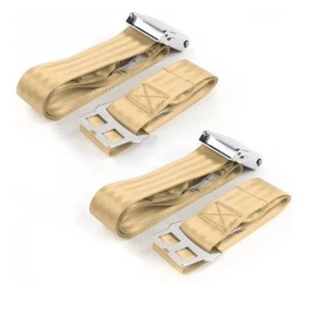 Airplane 2 Point Tan Lap Bucket Seat Belt Kit with Bracketry & 2 Belts for 1985-1992 Jeep Comanche