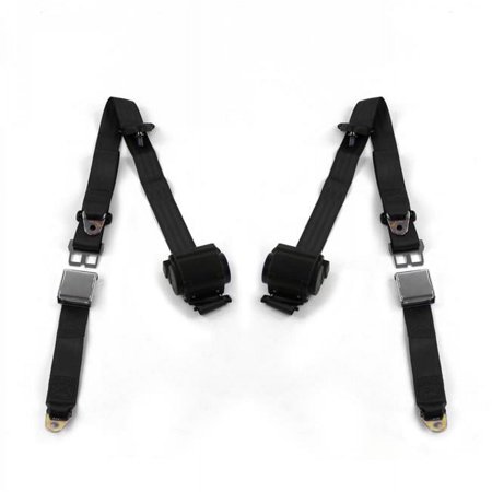 Airplane 3 Point Black Retractable Bucket Seat Belt Kit with 2 Belts for 1949-1958 Buick Special