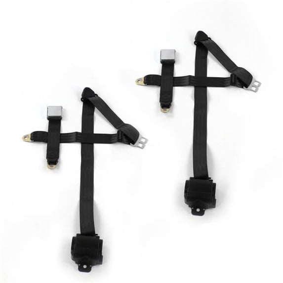 Airplane 3 Point Black Retractable Bucket Seat Belt Kit with 2 Belts for 1953-1956 Ford Truck