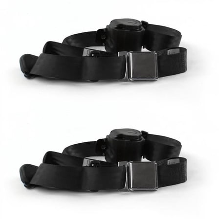 Airplane 3 Point Black Retractable Bucket Seat Belt Kit with 2 Belts for 1955-1956 Ford
