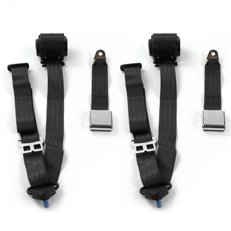Airplane 3 Point Black Retractable Bucket Seat Belt Kit with 2 Belts for 1982-1994 Chevy Cavalier