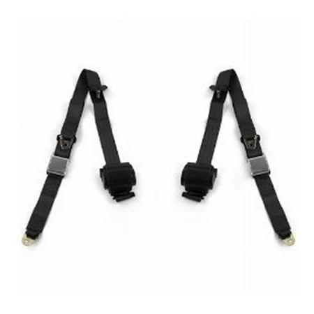 Airplane 3 Point Black Retractable Bucket Seat Belt Kit with Bracketry & 2 Belts for 1942-1947 Ford Truck