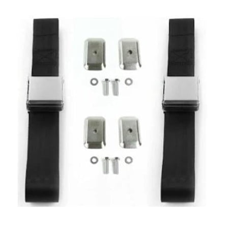 Airplane 3 Point Black Retractable Bucket Seat Belt Kit with Bracketry for 1950-1954 Nash Rambler - 2 Belts