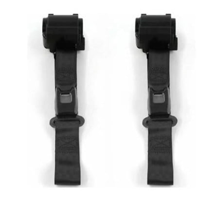 Airplane 3 Point Black Retractable Bucket Seat Belt Kit with Bracketry for 1962-1965 Ford Fairlane - 2 Belts