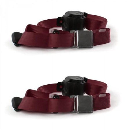 Airplane 3 Point Burgundy Retractable Bucket Seat Belt Kit for Ford 1935-1940 - 2 Belts