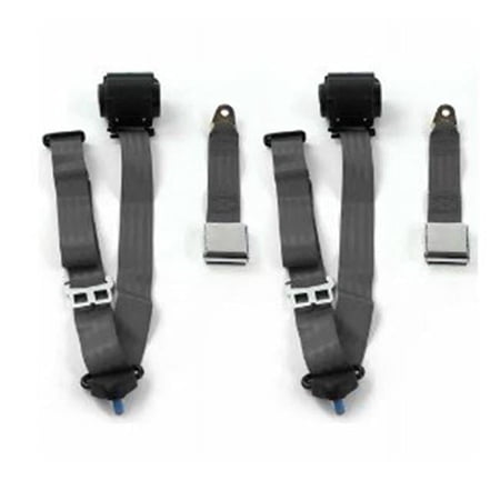 Airplane 3 Point Burgundy Retractable Bucket Seat Belt Kit with Bracketry for 1957-1960 Ford Truck - 2 Belts